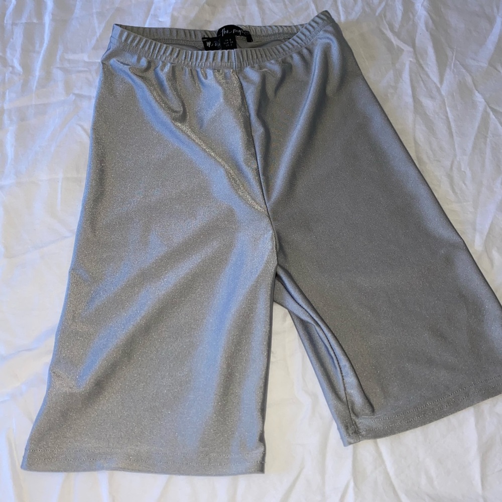 Metallic silver bike shorts size small-medium